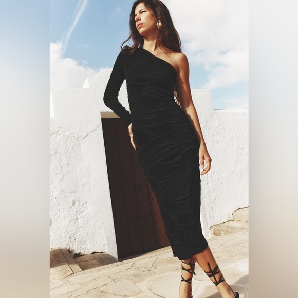 ZARA ASYMMETRIC KNIT DRESS NWT XS SIZE - Picture 3 of 8